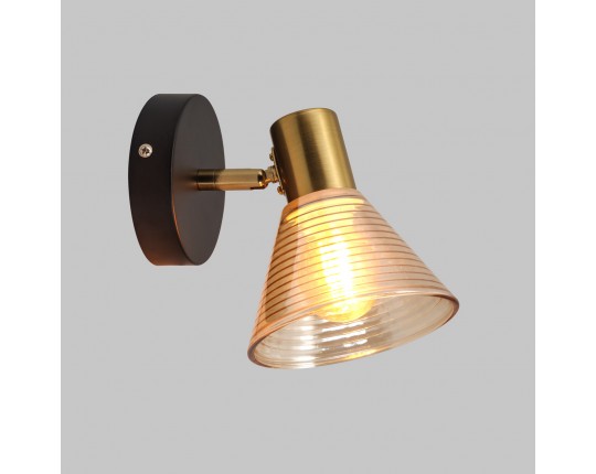Спот настенный 1*Е14, черный+медь, янтарный плафон SP.046-11-22