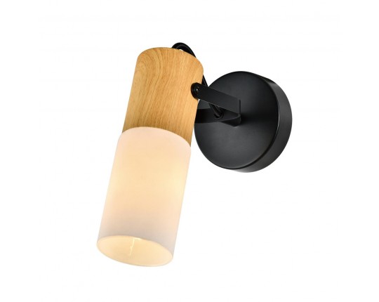 Спот настенно-потолочный E14 1*40W черный+светлое дерево SP.044-11-18