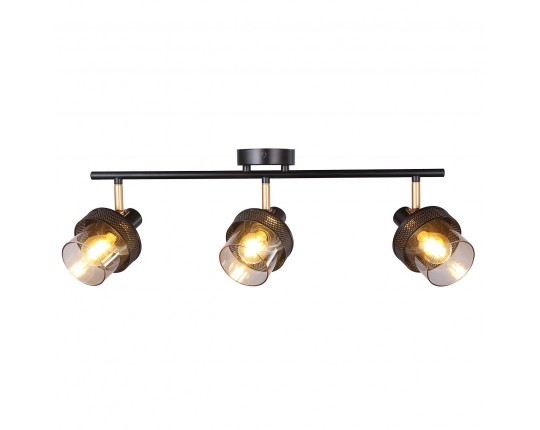 Спот настенный 3*Е14, черный+золото, янтарный плафон SP.052-63-01