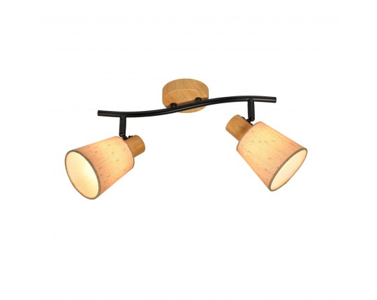 Спот настенный 2*Е14, черный+дерево SP.048-62-86