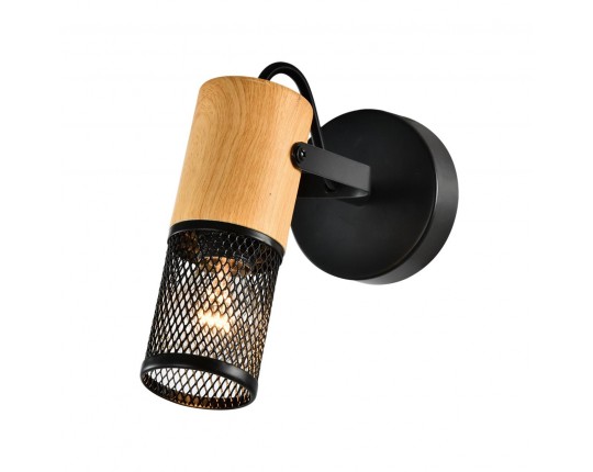Спот настенно-потолочный E14 1*40W черный+светлое дерево SP.045-11-18