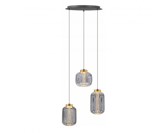 Люстра подвесная светодиодная 3*8W, 4000K, 500мм, плафон серый дым PLC-7077-500-3P-GREY