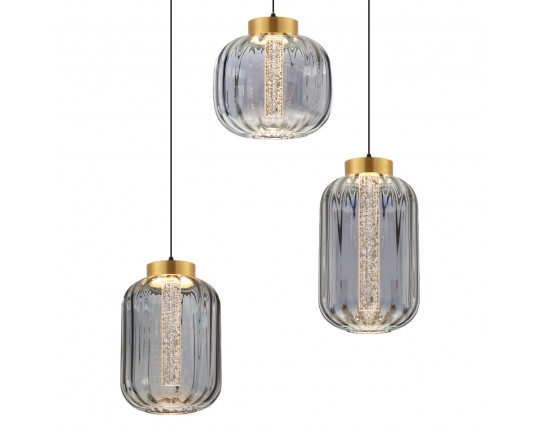 Люстра подвесная светодиодная 3*8W, 4000K, 500мм, плафон серый дым PLC-7077-500-3P-GREY