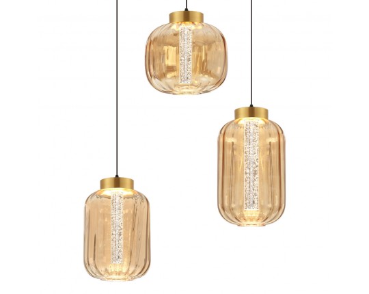 Люстра подвесная светодиодная 3*8W, 4000K, 500мм, плафон янтарный PLC-7077-500-3P-AMBER