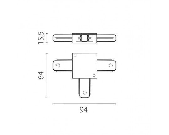 Соединитель трековый T-образный к 50202X-P, 50203X-P Barra Lightstar 502136-P