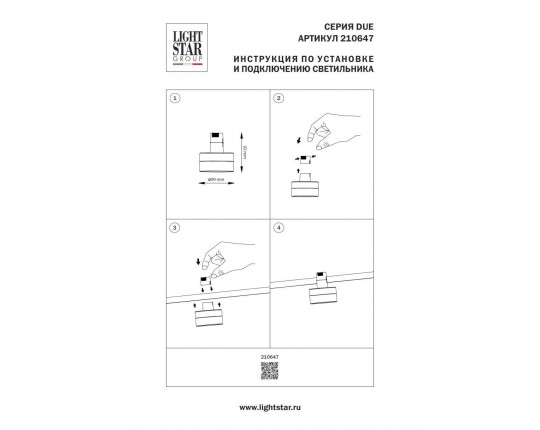 Трековый светильник Lightstar Due Hermes 210647