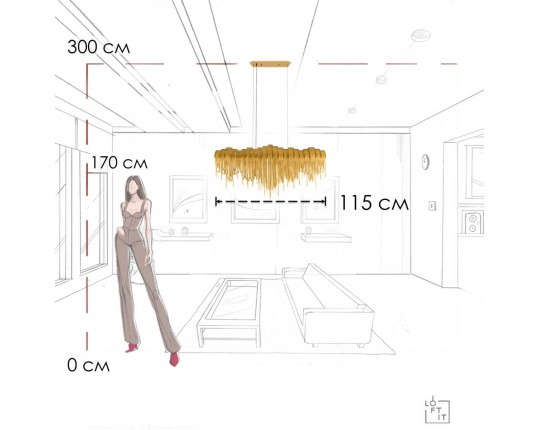 Подвесная люстра LOFT IT Volver 10404/1150L GD