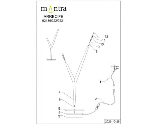 Настольная лампа Mantra Arrecife 9213