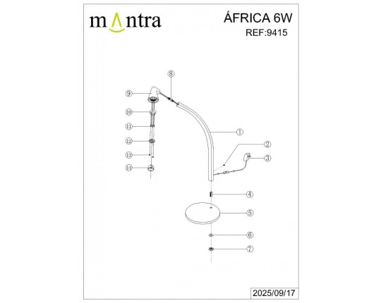 Настольная лампа Mantra Africa 9415