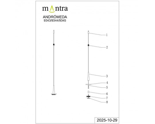 Подвесной светильник без плафона и основания Mantra Andromeda 9345
