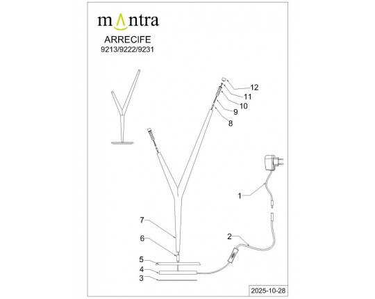 Настольная лампа Mantra Arrecife 9222