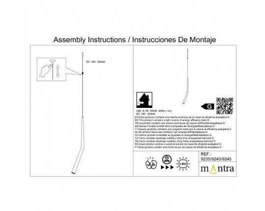 Подвесной модульный светильник без основания Mantra Boomerang 9235