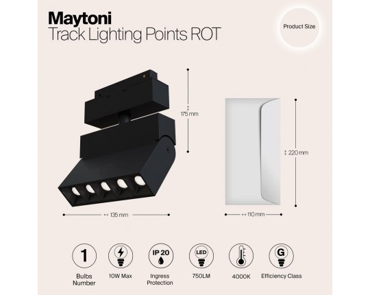 Трековый светодиодный светильник для магнитного шинопровода Maytoni Track lamps TR015-2-10W4K-B