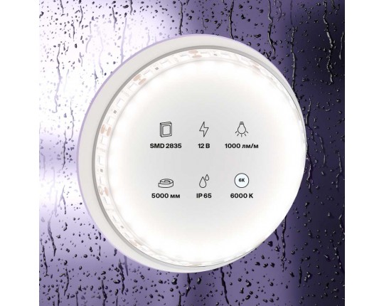 Светодиодная влагозащищенная лента Maytoni Technical 9,6W/m 120LED/m 2835SMD холодный белый 5M 10113