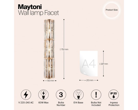 Настенный светильник Maytoni Facet MOD094WL-03G