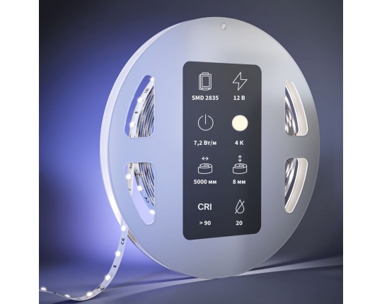 Светодиодная лента Maytoni 7,2W/m 60LED/m 2835SMD дневной белый 5M 201018