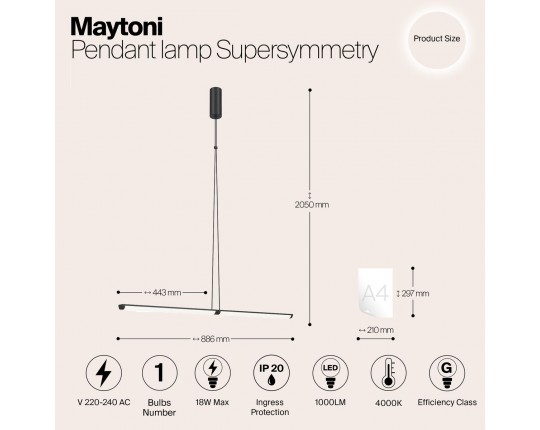 Подвесной светодиодный светильник Maytoni Supersymmetry P096PL-L11BK1