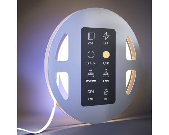 Светодиодная лента Maytoni 12W/m 384LED/m COB теплый белый 5M 201074