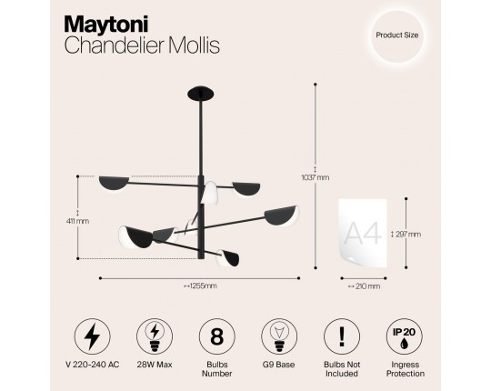 Подвесная люстра Maytoni Technical Mollis MOD126PL-08B
