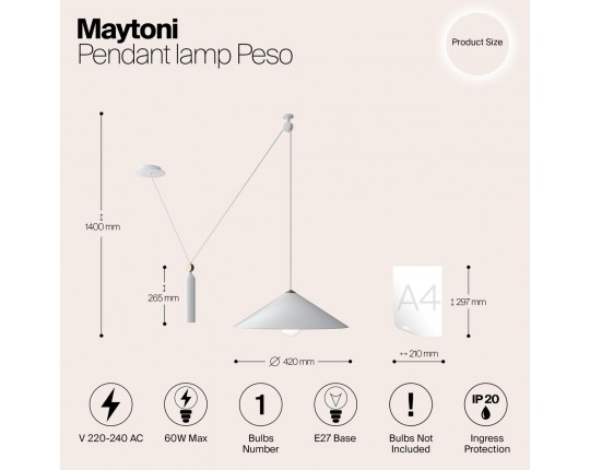 Подвесной светильник Maytoni Technical Peso P080PL-01W
