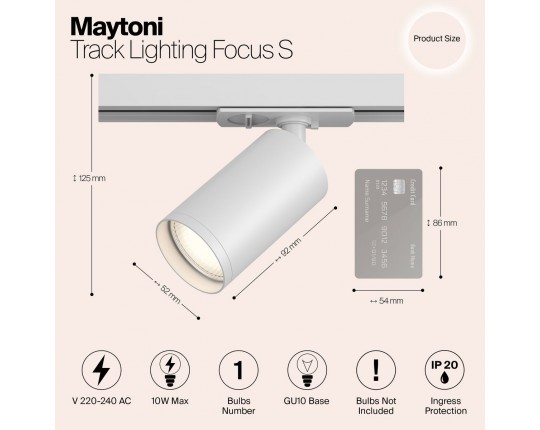 Трековый светильник Maytoni Track Lamps TR020-1-GU10-W Трековый светильник Maytoni Track Lamps TR020-1-GU10-W