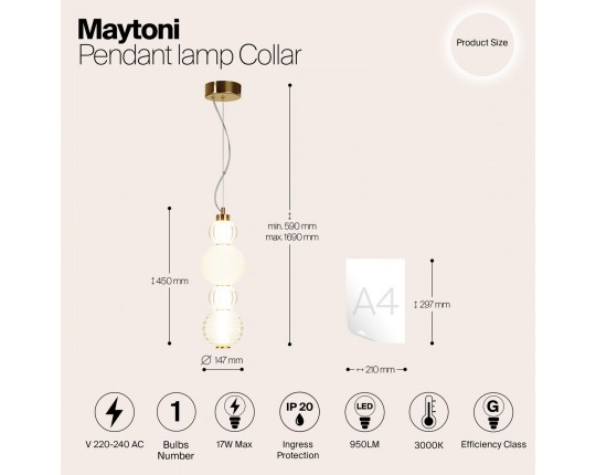 Подвесной светодиодный светильник Maytoni Collar P069PL-L17G3K