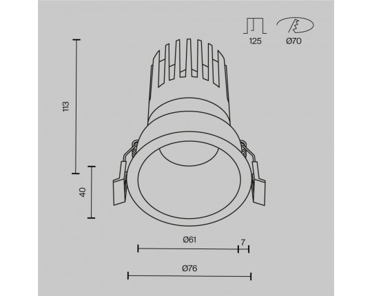 Встраиваемый светильник Maytoni Technical DL118-15W-3K-B