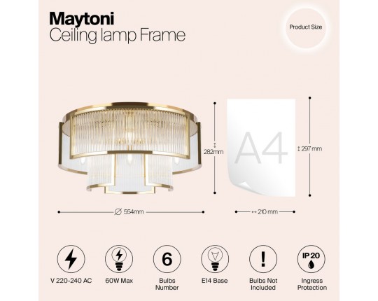 Потолочная люстра Maytoni Frame MOD174CL-06G Потолочная люстра Maytoni Frame MOD174CL-06G