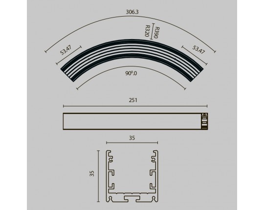 Профиль радиусный Maytoni ALM-3535R-B-D-90°-0.3M
