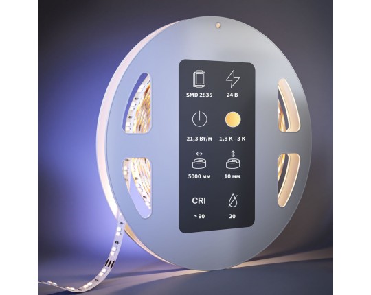 Светодиодная лента Maytoni 21,3W/m 168LED/m 2835SMD теплый белый 5M 201128