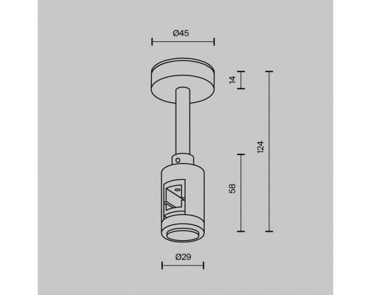 Крепление потолочное Short 78мм с вводом питания Maytoni Technical TRA156C-B1-PT