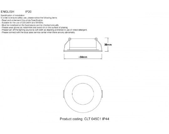 Встраиваемый светильник Crystal Lux CLT 045C1 WH IP44