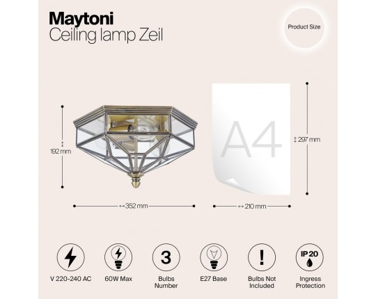 Потолочный светильник Maytoni Zeil H356-CL-03-BZ