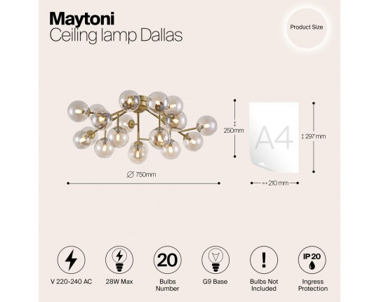 Потолочная люстра Maytoni Dallas MOD545PL-20G Потолочная люстра Maytoni Dallas MOD545PL-20G