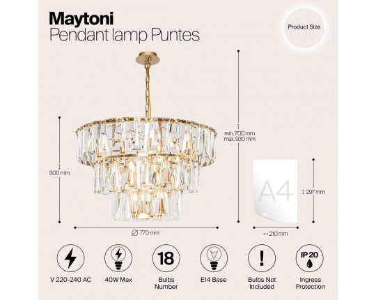 Подвесная люстра Maytoni Puntes MOD043PL-18G