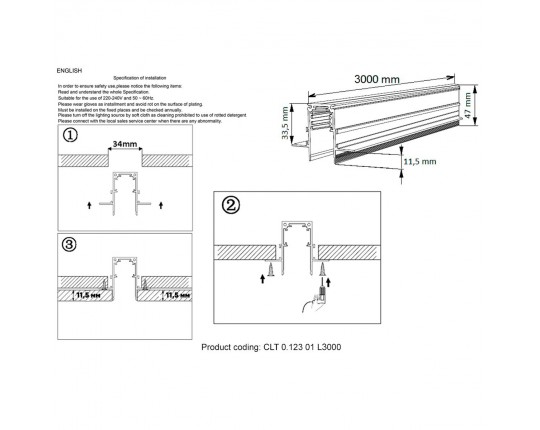 Шинопровод магнитный Crystal Lux CLT 0.123 01 L3000 WH