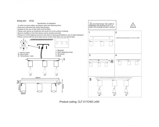 Спот Crystal Lux CLT 017CW3 L450 WH