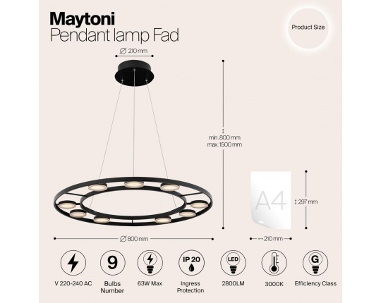 Подвесной светодиодный светильник Maytoni Fad MOD070PL-L63B3K