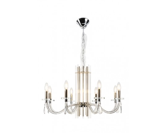 Подвесная люстра Crystal Lux AURELIO SP8 GOLD+CHROME/TRANSPARENT