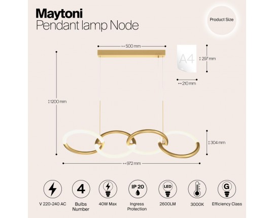 Подвесной светодиодный светильник Maytoni Node MOD165PL-L40G3K