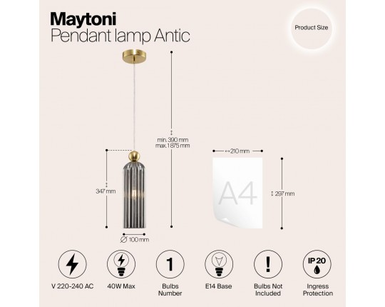 Подвесной светильник Maytoni Antic MOD302PL-01GR Подвесной светильник Maytoni Antic MOD302PL-01GR