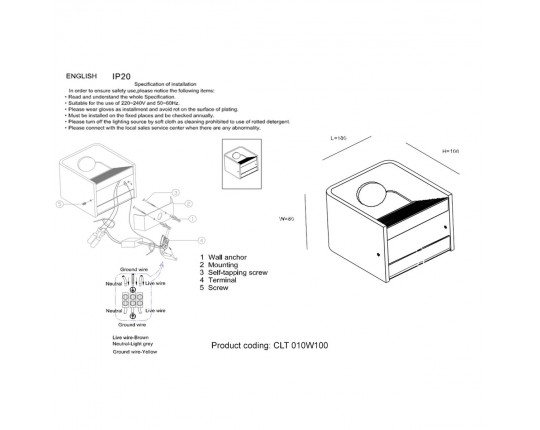Настенный светодиодный светильник Crystal Lux CLT 010W100 WH