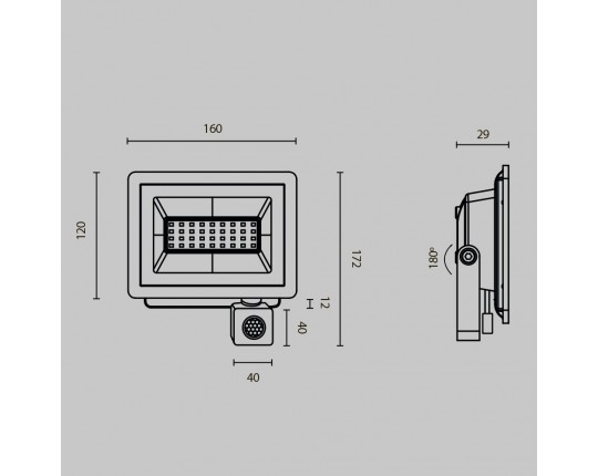 Прожектор светодиодный Maytoni Flood 30W 6500K FL001-L30B6KSR Прожектор светодиодный Maytoni Flood 30W 6500K FL001-L30B6KSR