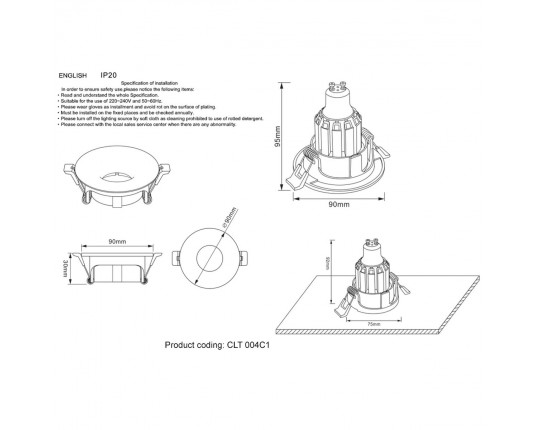 Встраиваемый светильник Crystal Lux CLT 004C1 CH