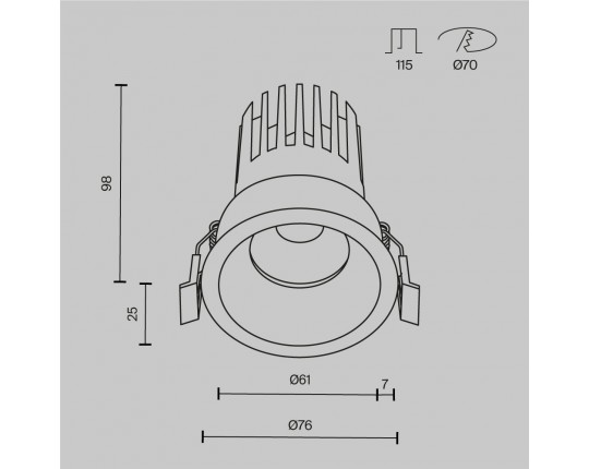 Встраиваемый светильник Maytoni Technical DL117-15W-3K-B