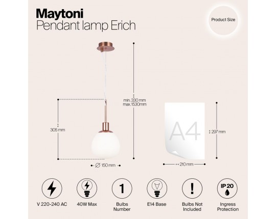 Подвесной светильник Maytoni Erich MOD221-PL-01-G