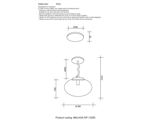 Подвесной светильник Crystal Lux Malaga SP1 D280 Gold Подвесной светильник Crystal Lux Malaga SP1 D280 Gold