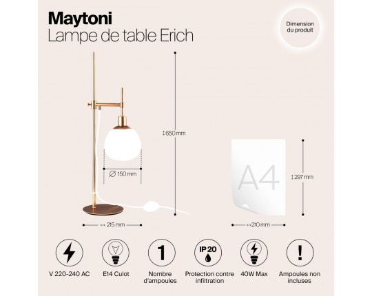 Настольная лампа Maytoni Erich MOD221-TL-01-G