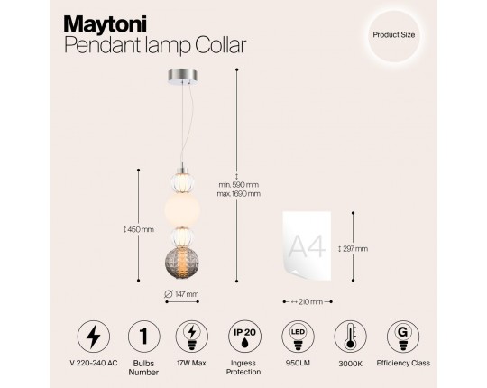 Подвесной светодиодный светильник Maytoni Collar P069PL-L17CH3K