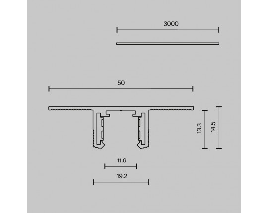 Шинопровод 3м Exility X встраиваемый под ГКЛ 12,5мм Maytoni Technical EXILITY X Busbar trunkings Exility X TRX239-423.12B